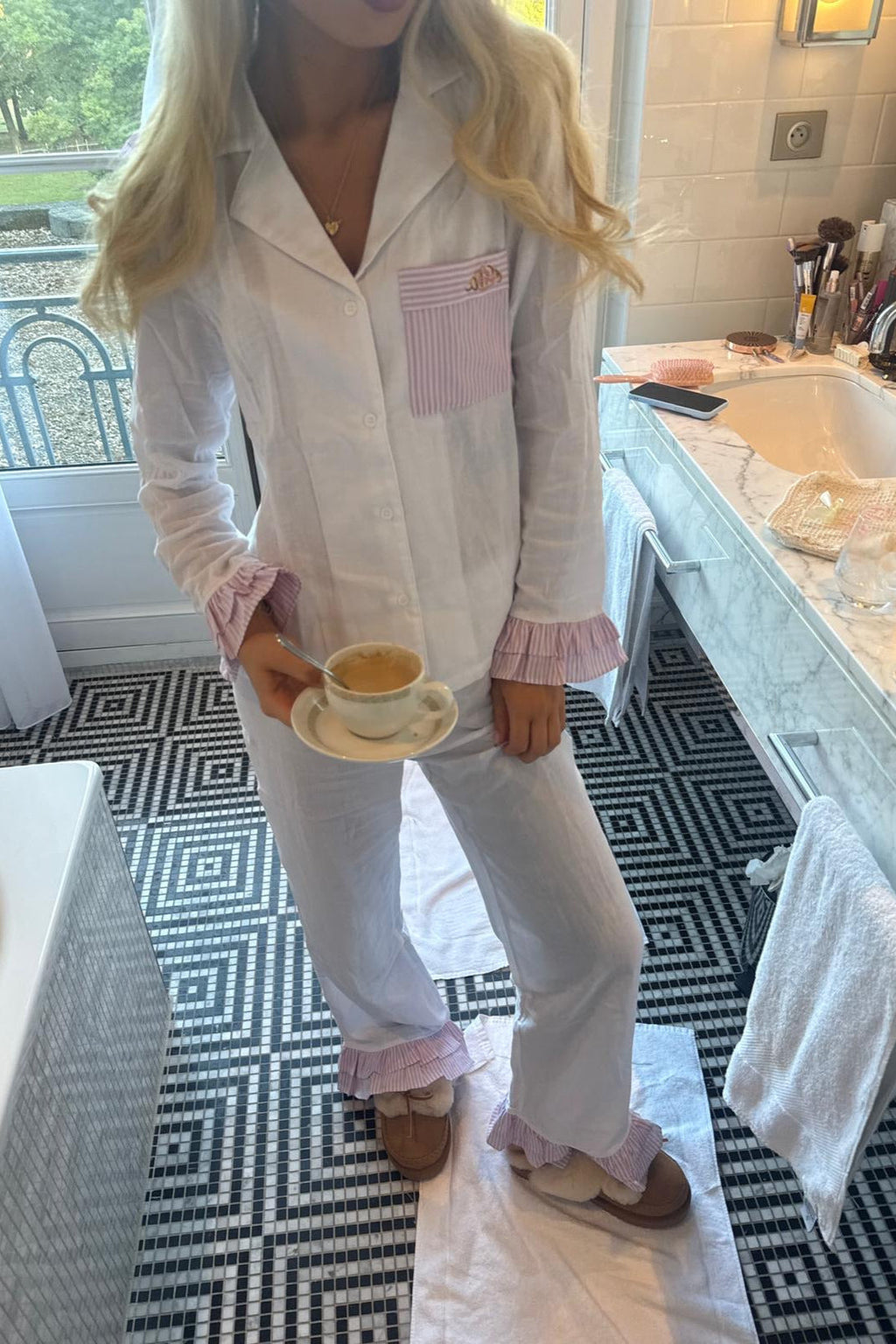 "Scarlett" pyjama top white
