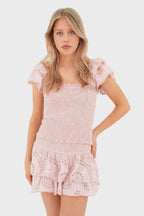 "Daydream" ruffle top pink