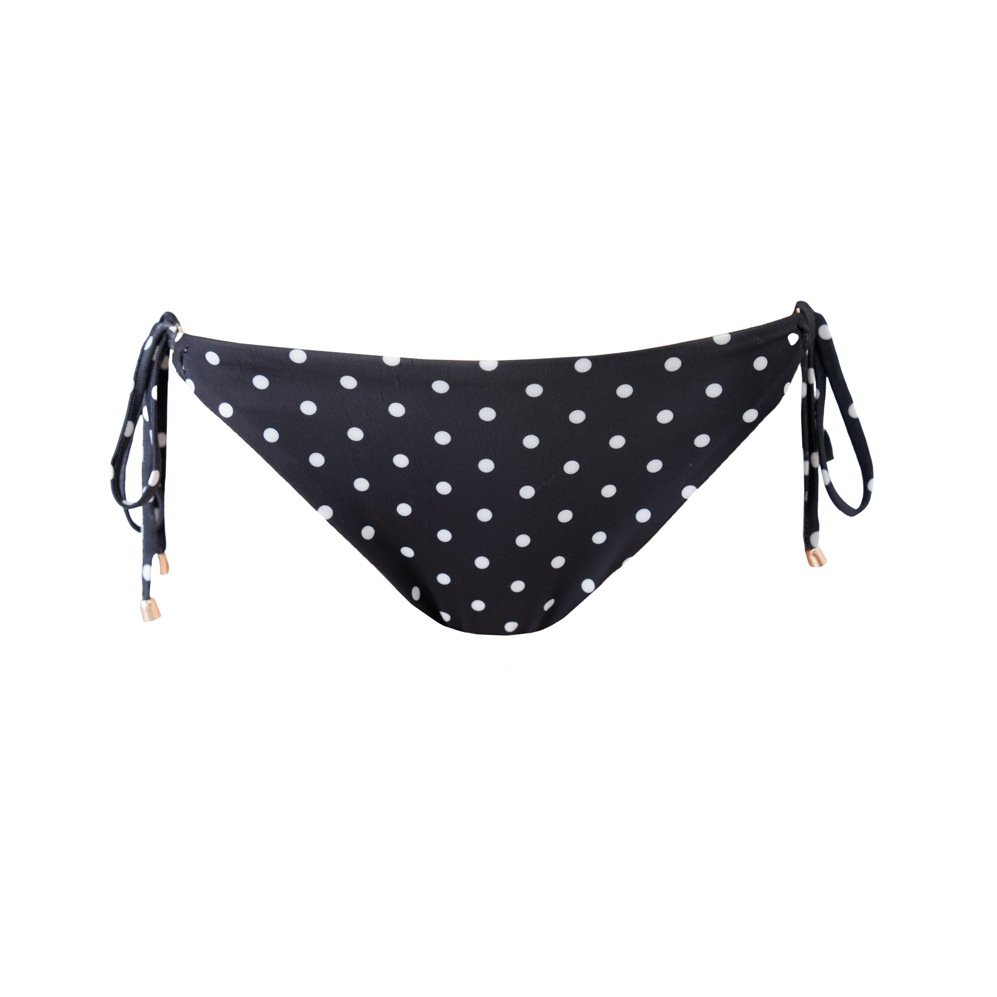 "Dots" tied bikini bottom black
