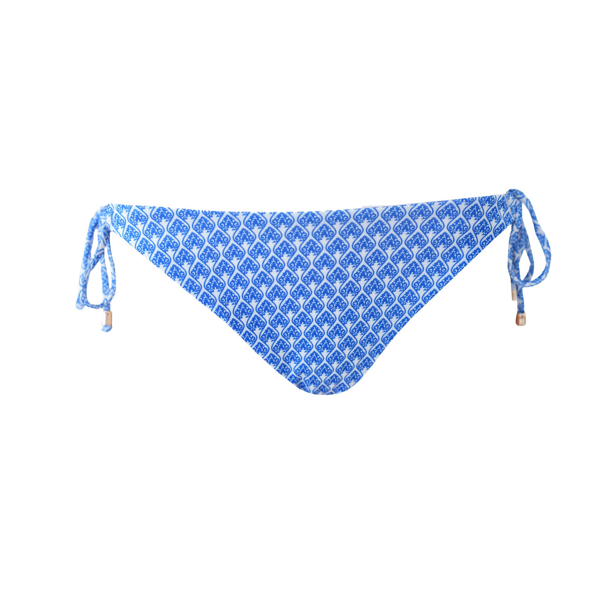 "Island" tied bikini bottom blue