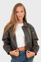 "Hazel" leather jacket brown