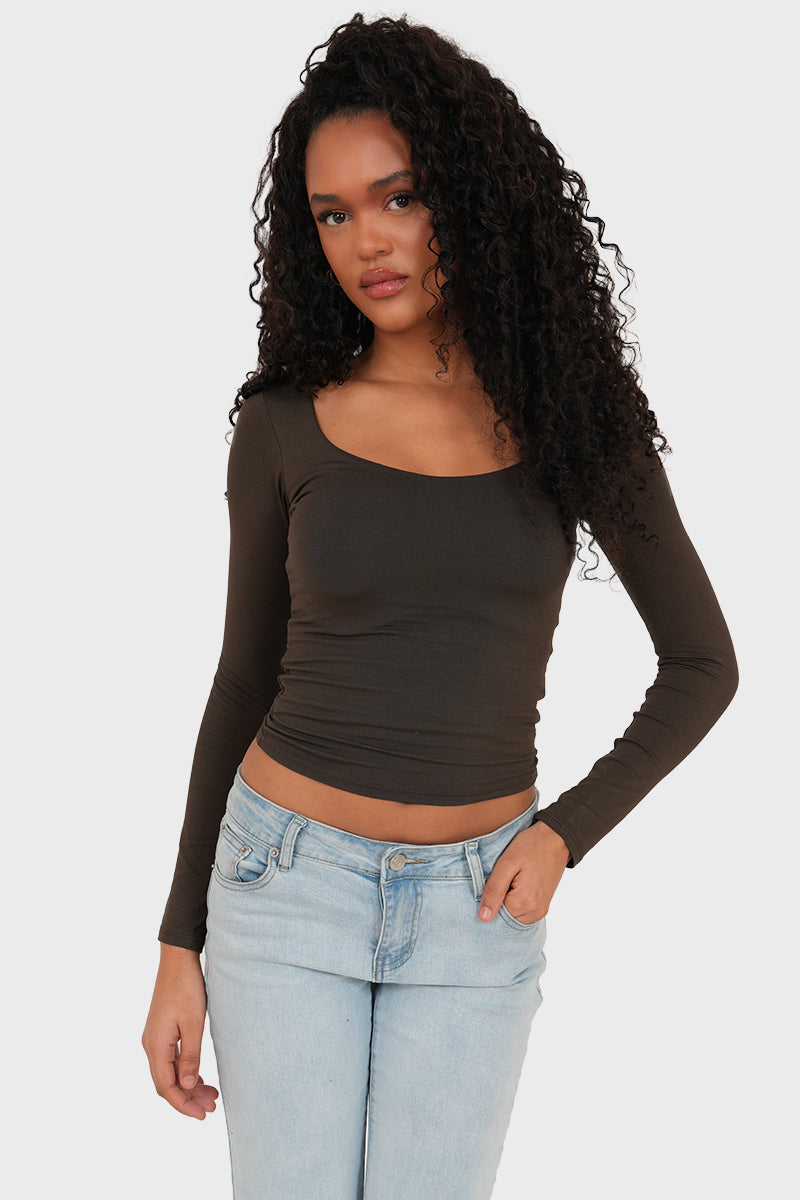 "Nola" top brown