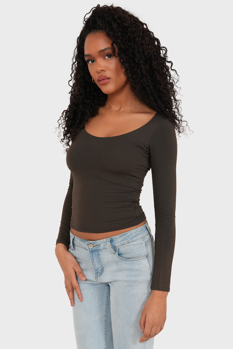 "Nola" top brown