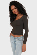 "Nola" top brown
