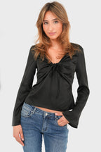 "Pearl" top black