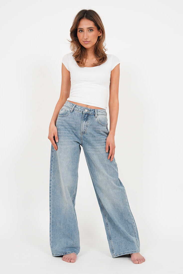"Austin" wide leg jeans light blue