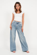 "Austin" wide leg jeans light blue