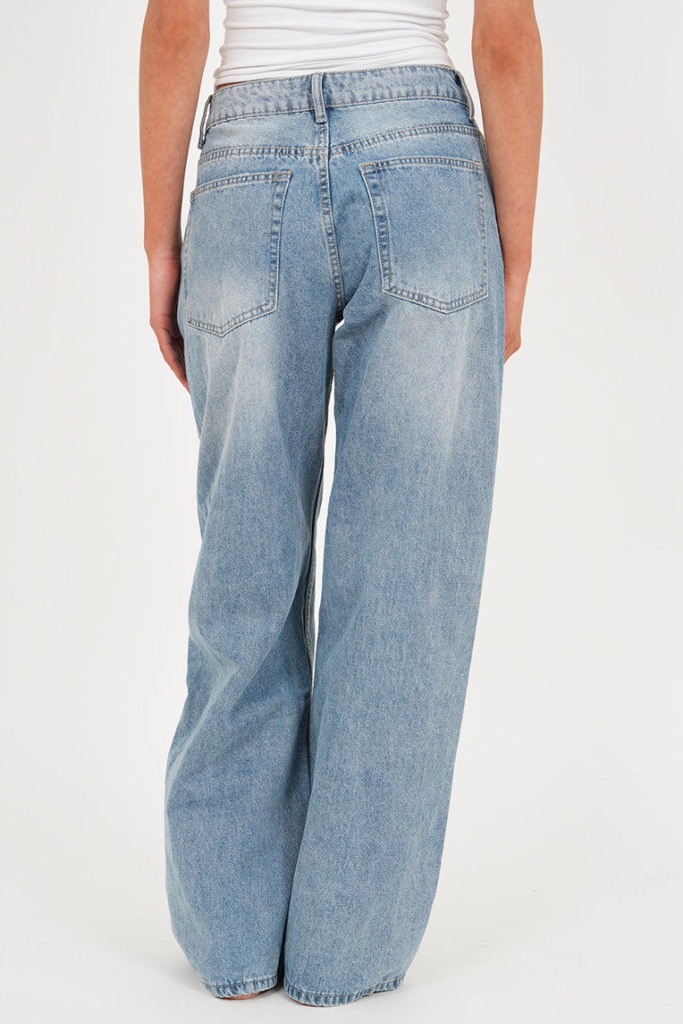 "Austin" wide leg jeans light blue