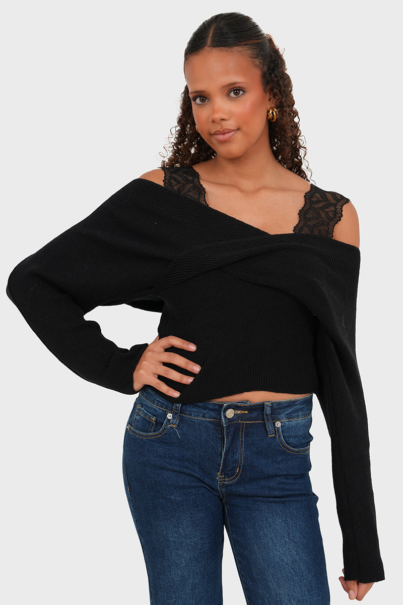 "Lace" sweater black
