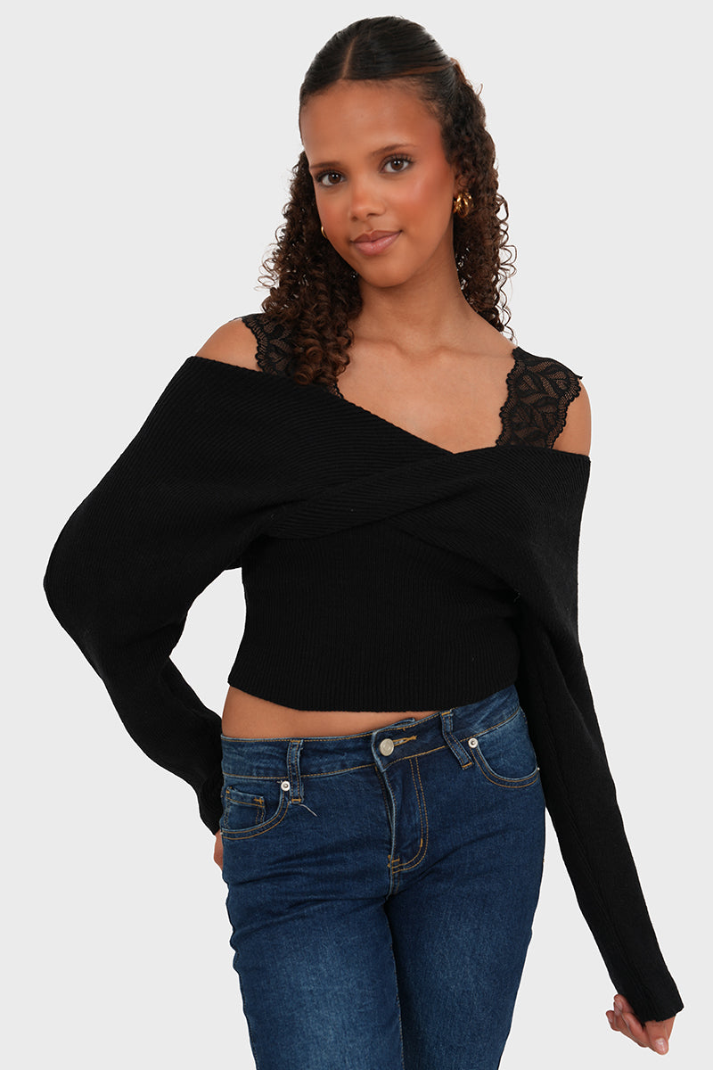 "Lace" sweater black