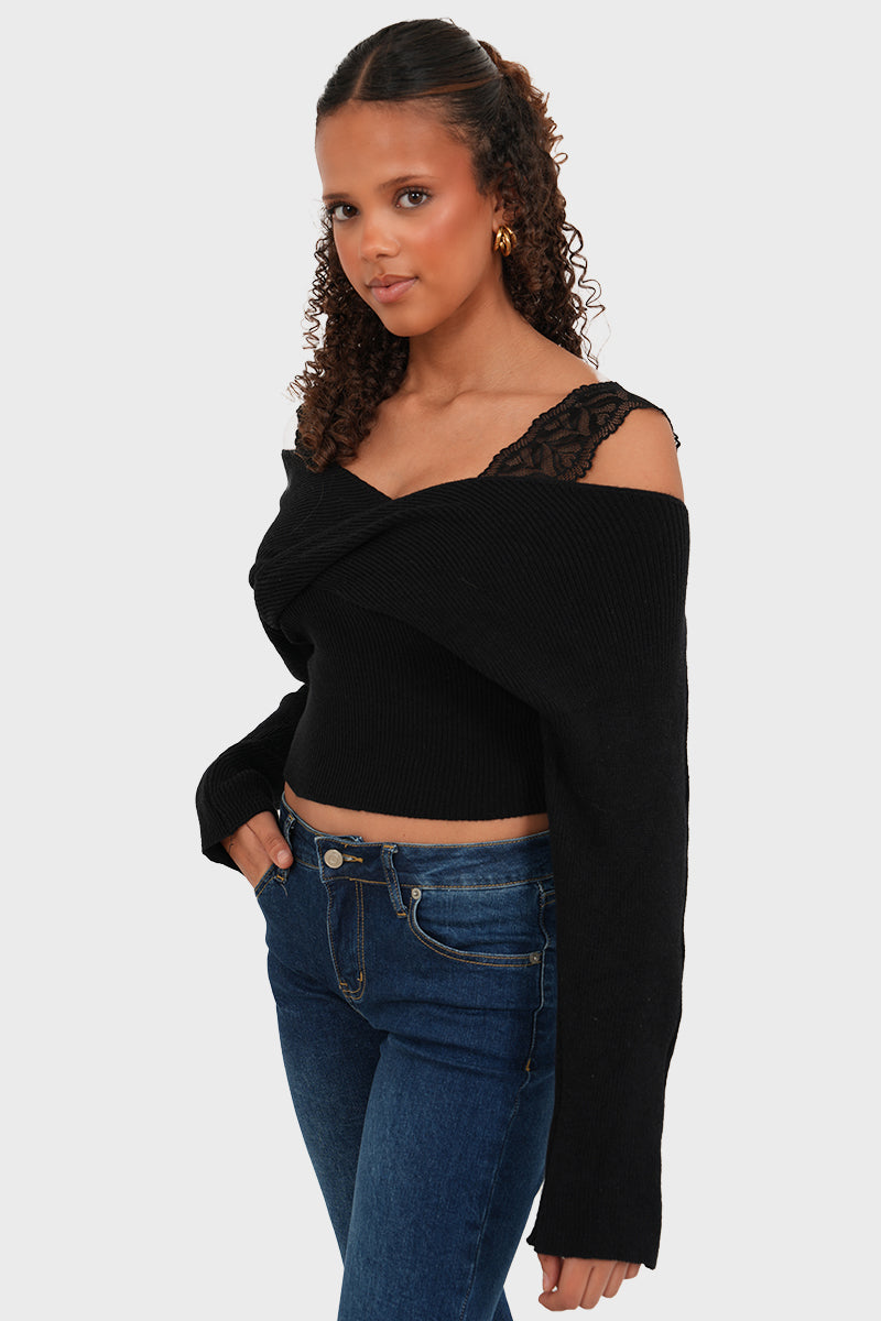 "Lace" sweater black