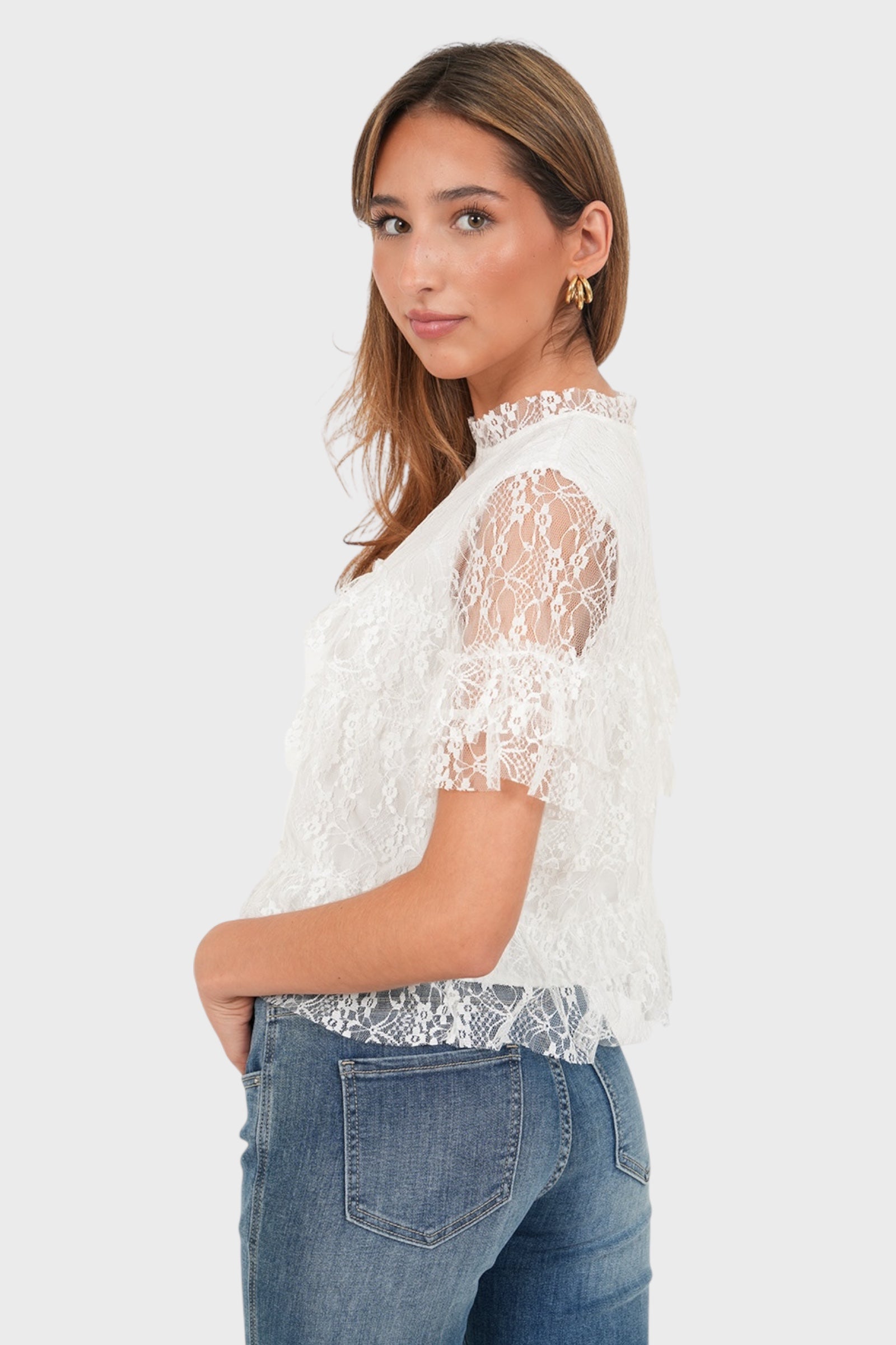 "Fleur" top white
