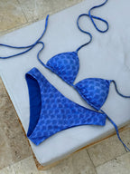 "Ocean" tied bikini bottom blue