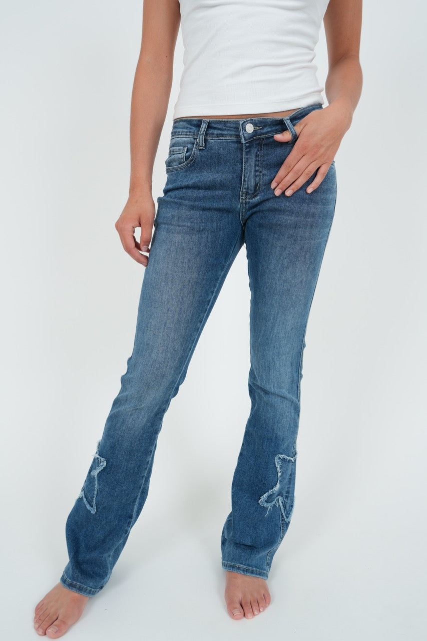 "Starry" flared jeans dark blue