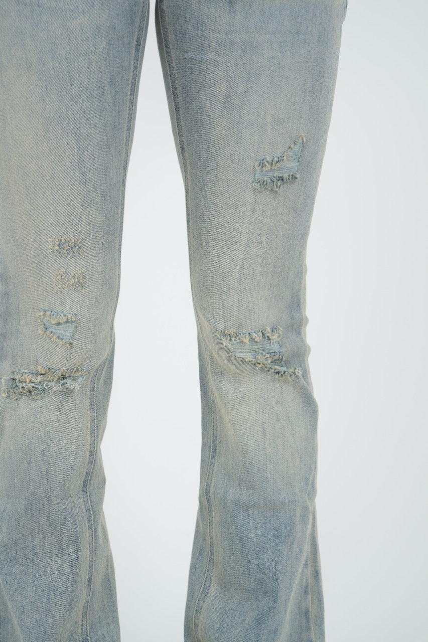 "Ripped" flared jeans light blue