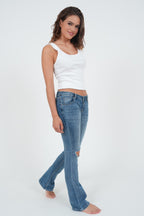 "Ripped" flared jeans dark blue