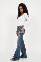 "Morgan" flared jeans dark blue tall