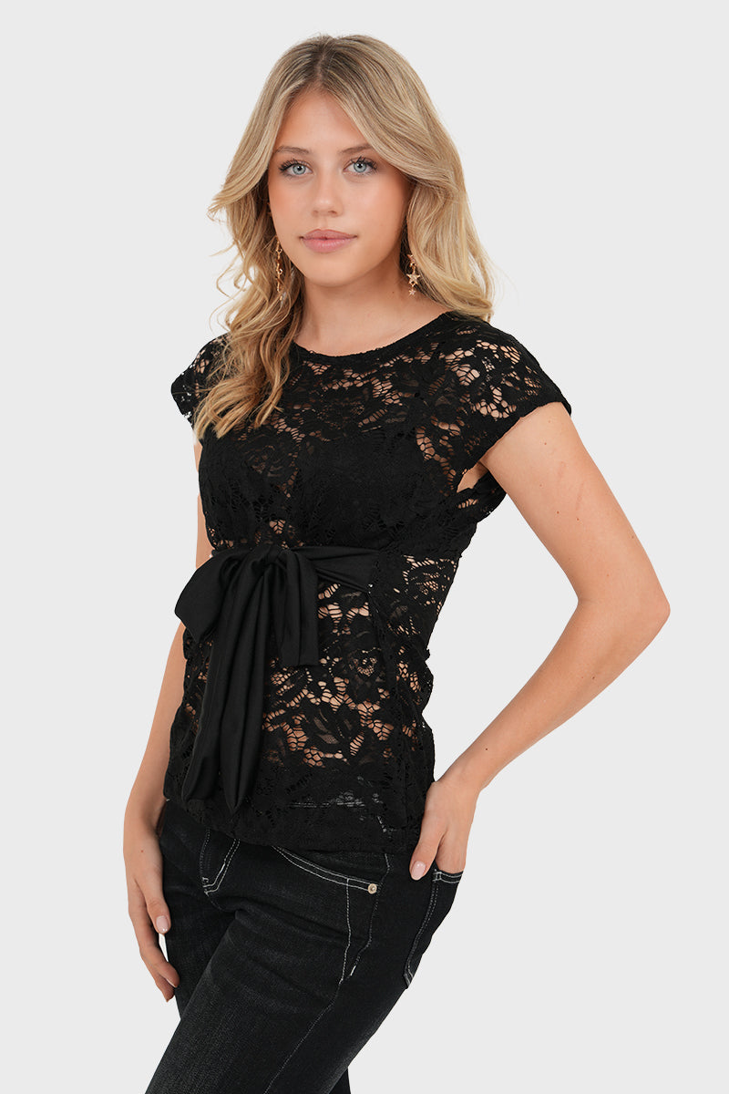 "Cherie" top black