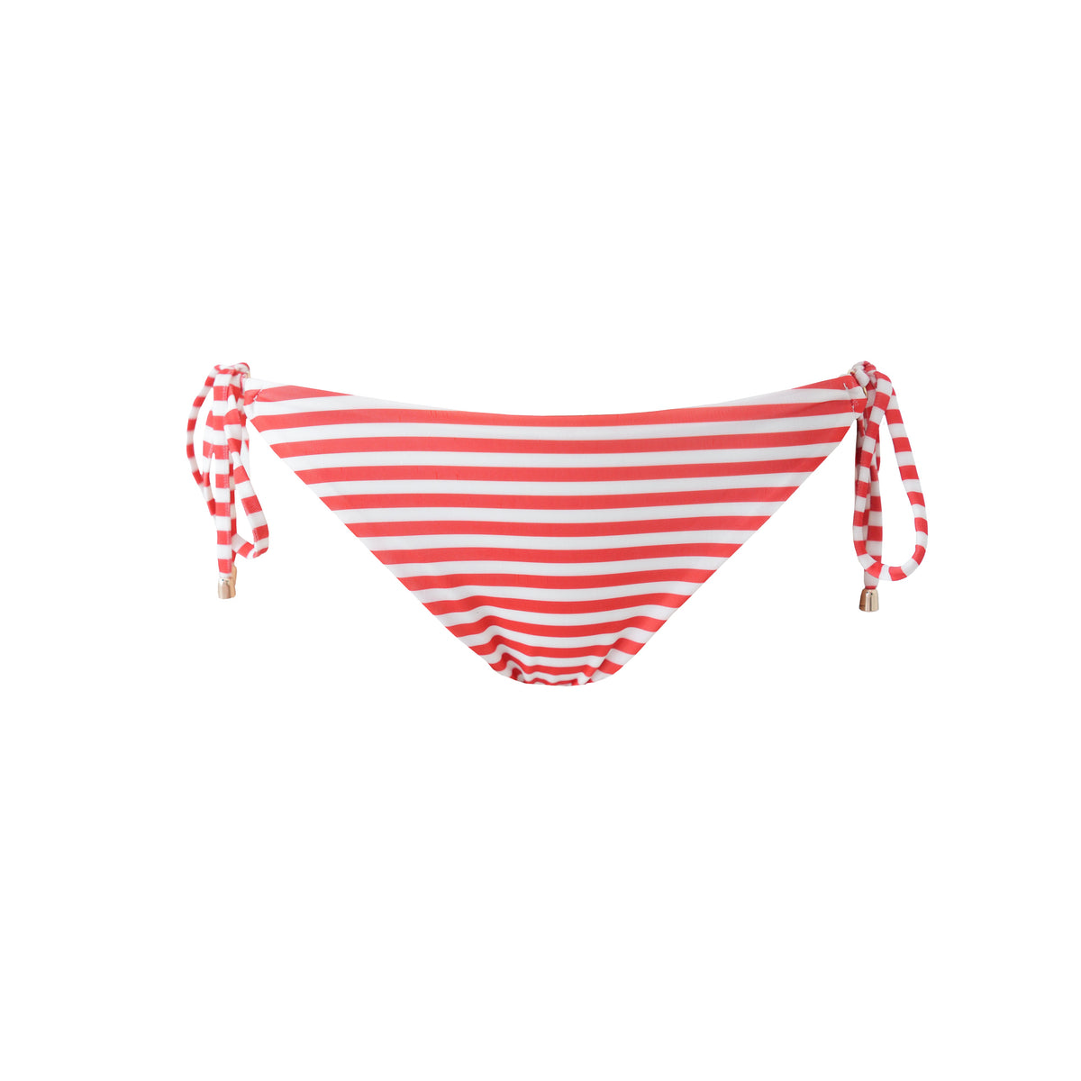 "Striped" tied bikini bottom red