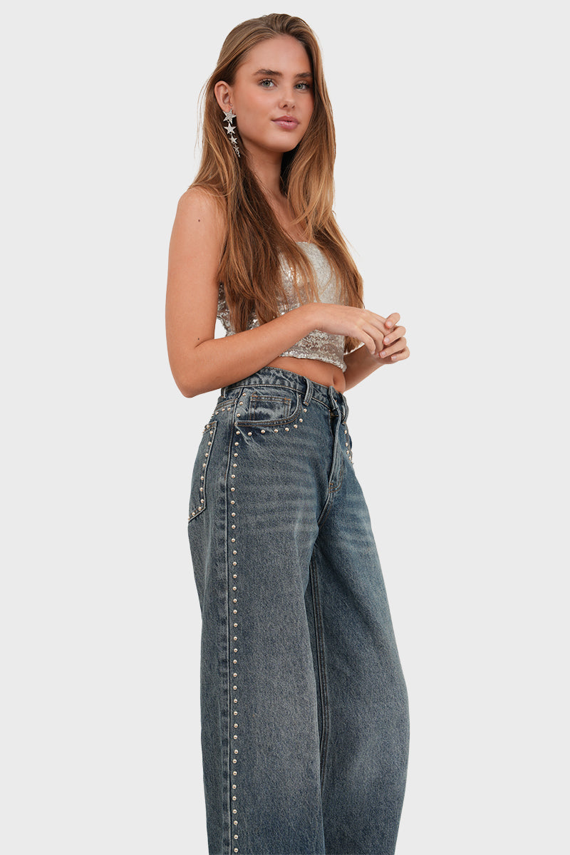 "Studded" jeans blue