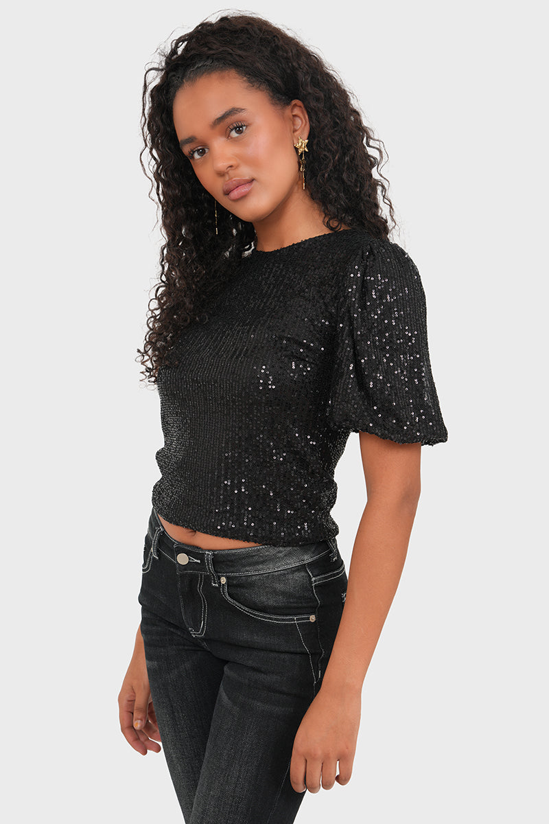 "Shiney" top black