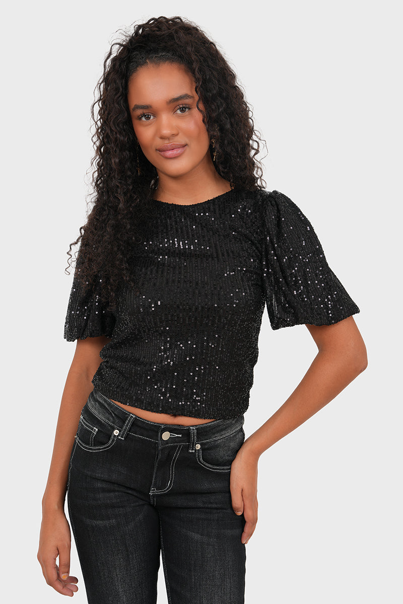 "Shiney" top black